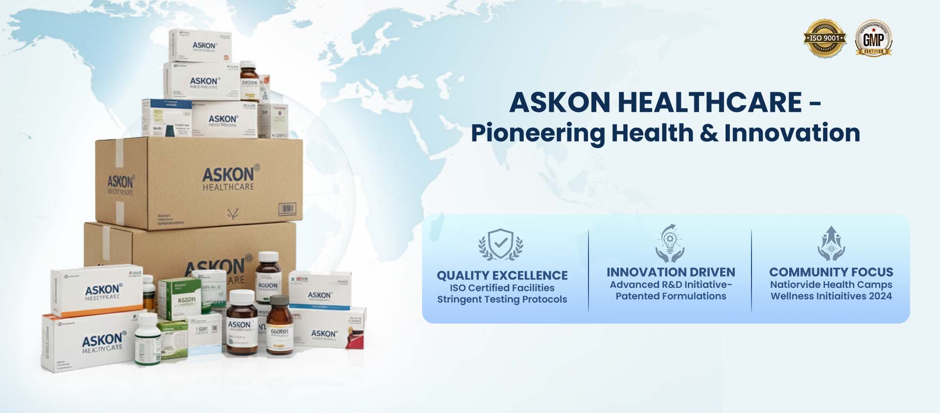 Askon USP GMP ISO Logo - Askon Healthcare
